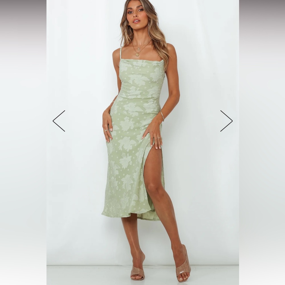 Hello Molly Drinks on Me midi dress- pistachio